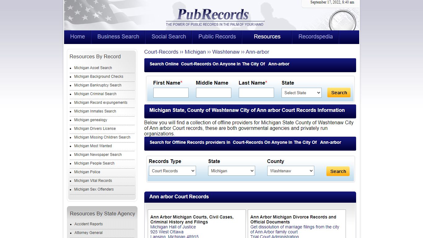 Ann arbor, Washtenaw County, Michigan Court Records